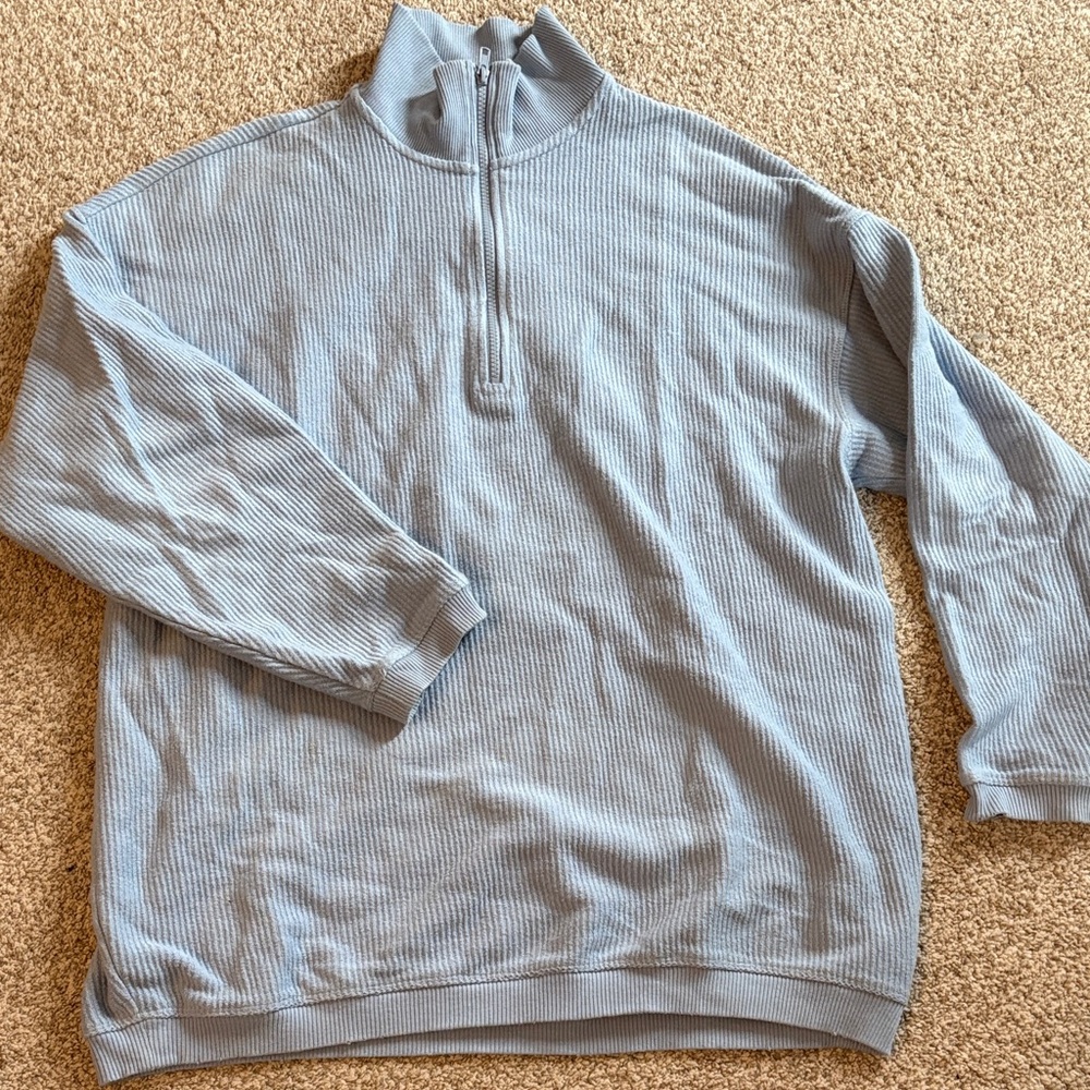Aerie Light Blue Zip-Up Sweater